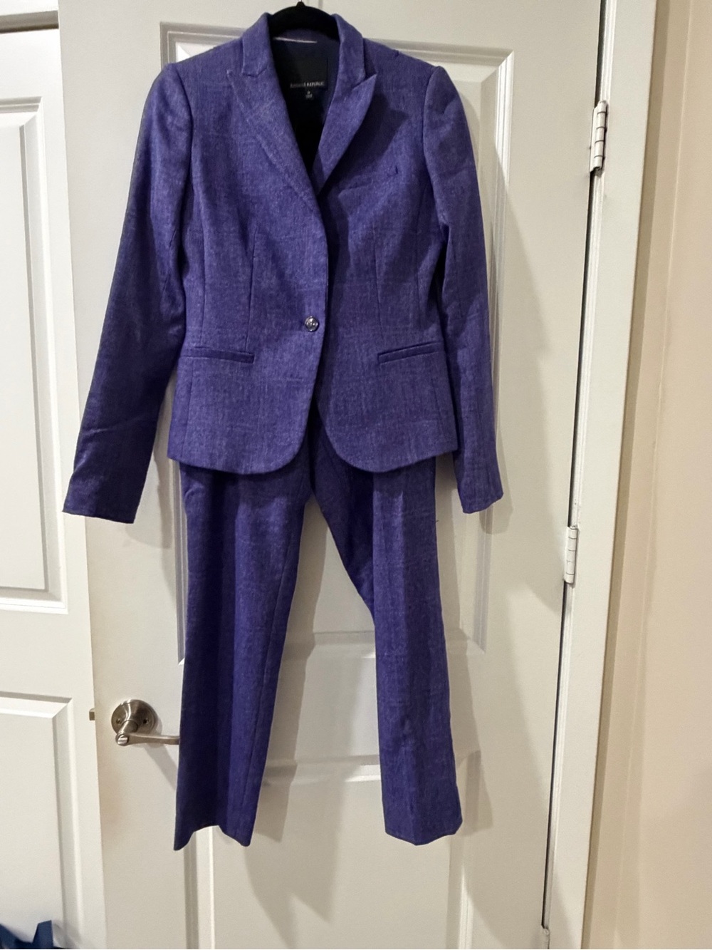 Banana Republic Women’s Purple Tweed 2-Piece Suit – Blazer & Cropped Pants Sz 0